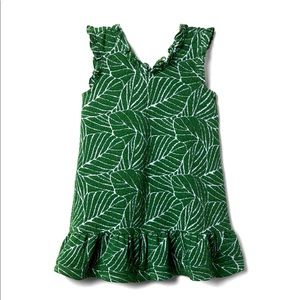 Janie and Jack Girl’s Green Tropical Safari Ruffle Trim Dress